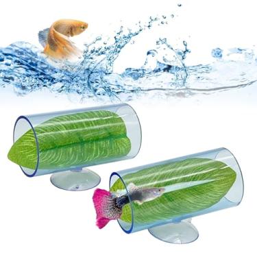 Imagem de Hamiledyi 2 peças de túnel de tubo de acrílico para peixes Betta Túnel de peixes Betta esconderijos de aquário para descanso, brincar, design transparente para melhor observação das decorações de