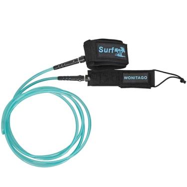 Imagem de LINGVUM Coleira de prancha de surf reta premium corda de perna SUP 6/7/8/2,7 m para qualquer prancha de surf, longboard, paddleboard e shortboard (azul-petróleo - 2,4 m)