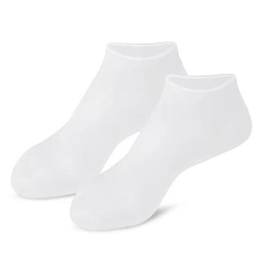 Imagem de 1 Par De Meia De Silicone Para Pés Hidratação Profunda Ressecamento Rachaduras Calos Veste 34-39 Federal's Store (Branca)