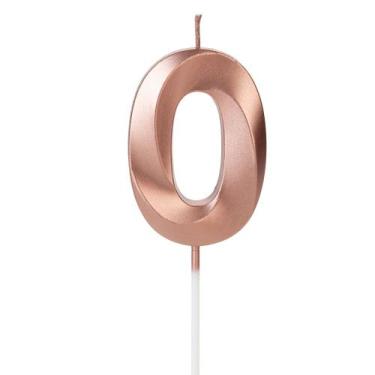 Imagem de Vela Aniversário Design Rosé Gold Pérola Número 0 - 01 unid - Silverfe