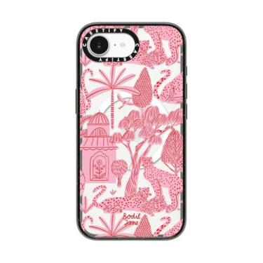 Imagem de CASETiFY Capa Impact para iPhone 16e [4X testado contra quedas de grau militar/proteção contra quedas de 2,5 metros/compatível com Magsafe] - Cheetah Paradise Pink - preto transparente