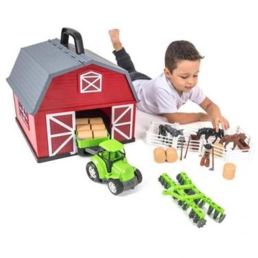 Imagem de Brinquedo A Fazendinha Completa com 40 Peças Celeiro com Alça Poliplac