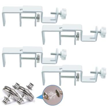 Imagem de LAZTZQ Acessório de suporte de varão de cortina para persianas montadas externas, trilho de 3,3 a 5 cm de largura, ferramenta - livre e sem furadeira - com guia de instalação e fivela magnética de