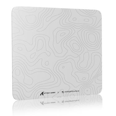 Imagem de ATTACK SHARK Tapete de mouse para jogos de vidro CM05 45 x 39 cm - superfície nano-texturizada e dureza 9H, base de PU antiderrapante para FPS/MOBA, compatível com ratos de jogos de alto DPI-Blanco