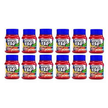 Imagem de Kit Com 12 Tintas Vitro 150º Para Vidro e Cerâmica 37ml Acrilex Vermelho Escarlate 508 | Resistente a Lavagens! Para Dar Um Acabamento Vibrante E Duradouro Às Suas Peças Garantindo A Durabilidade E A Beleza Dos Seus Projetos
