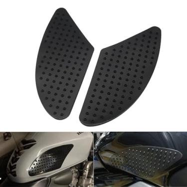 Imagem de Adesivo universal de tanque de combustível de motocicleta autoadesivo PVC protetor de tanque de gás com aderência no joelho para K-awa-saki H-onda Y-am-aha T-riumph (preto)