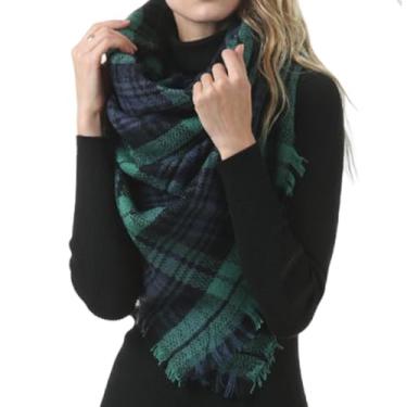 Imagem de Cachecol quente, cachecol de inverno para mulheres 139,7 x 139,7 cm grande cachecol quente feminino xadrez macio cachecol de inverno cobertor aconchegante cachecol xale grande para mulheres e meninas