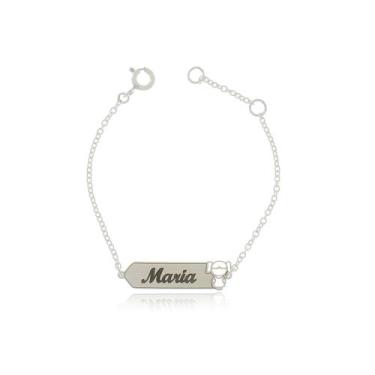 Imagem de Pulseira Infantil Nome Gravado Chapa Menina Filha Prata 925 - Joias Da