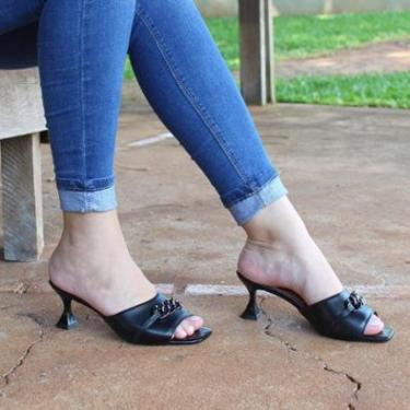 Imagem de Tamanco Dravanna Salto Baixo Taça Corrente Tamanho:33;Gênero:Feminino;Cor:-Feminino