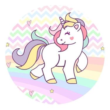 Imagem de Painel Redondo Tecido Sublimado 3D Unicórnio Frd-5888