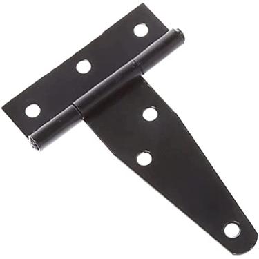 Imagem de BAZAC Dobradiça preta de 1 peça, em forma de T, 6 orifícios para parafusos de fixação para uma fixação mais estável, para portas de madeira de galpão de armário, acessórios de hardware - 3 polegadas