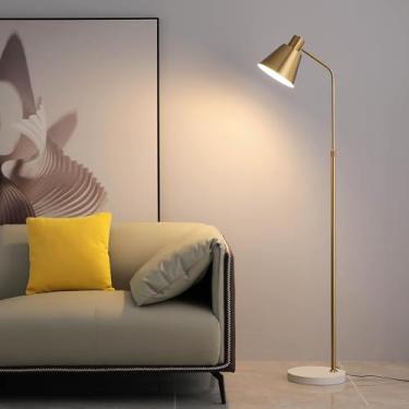 Imagem de dujunlinghang Luminária De Chão Dourada Ajustável De Luxo Para Sala De Estar, Quarto, Moderna, Luz De Leitura De Ferro Com Lâmpada Led De 12 W Para Proteção Dos Olhos, Luminária Alta Com Altura Ajus