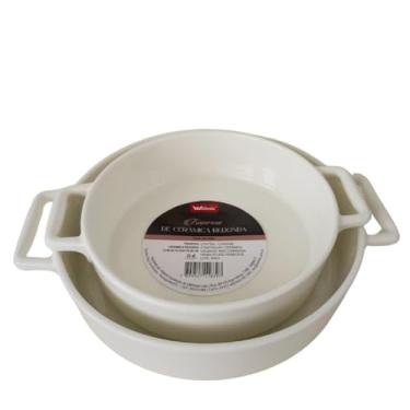 Imagem de Assadeira,Travessa Porcelana Branca 2un Redonda c/Alça Santis