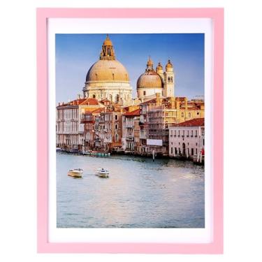 Imagem de wyooxoo Porta-retrato de 30 x 40,6 cm, rosa claro, feito de madeira maciça, exiba imagens 28 x 35 cm com tapete ou 30 x 40 cm sem tapete, moldura colorida para exibição de mesa ou parede