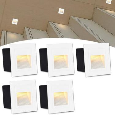 Imagem de 5 Balizador De Embutir Branco Quadrado Led Branco Quente 3w Zan08 - Ac