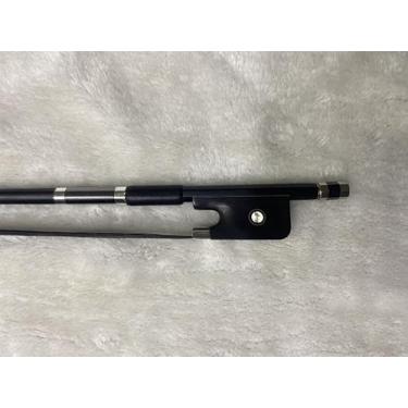 Imagem de Arco de violoncelo de fibra de carbono preto pelo de cavalo branco/cabelo de cavalo preto tamanho 4/4 para adulto (preto)