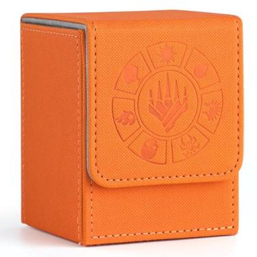 Imagem de Arkeiliy Card Deck Box, 110+ Storage MTG Deck Box with 50 Pcs Card Sleeve, Collectible Trading Card Cases for Magic Commander and More (Orange)