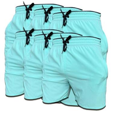 Imagem de Kit 6 Short Verde Água de Elastano Dry fit Bermuda de Praia Piscina e 