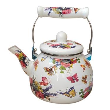 Imagem de ＫＬＫＣＭＳ Chaleira de esmalte à prova de vazamentos, chaleira de água de grande capacidade de 2,5 L, cafeteira para uso doméstico, cozinha, escritório, festa,