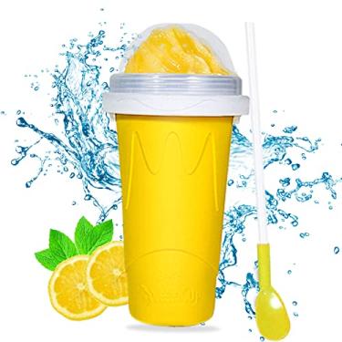 Imagem de Tikapo Copo Para Fazer Raspadinhas Tik Tok Stuff Máquina De Sorvete Slushie Frozen Magic Double Layers Apertar - Amarelo
