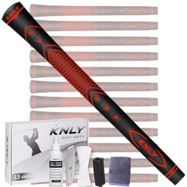 Imagem de KNLY Conjunto De 13 Grips Golfe - Tacos Borracha Alta Tração E Feedback Com Desempenho Antiderrapante Para Todas As Condições Climáticas, Kits Reparo 15 Fitas Escolher. (Kit Preto Vermelho-Pro (13 G