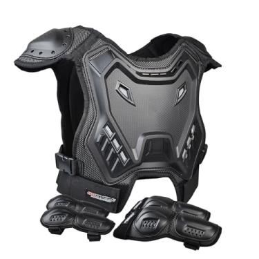 Imagem de CHCYCLE Roupa De Proteção Para Motocicleta Infantil, Armadura Motociclista, Protetor Peito Com Joelheiras E Cotoveleiras Jovens, Mountain Bike, Ciclismo Patinação (Preto)