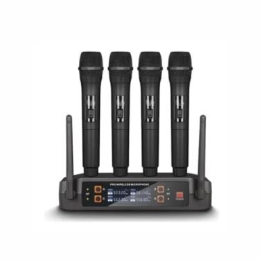 Imagem de Kit 4 Microfone Sem Fio Profissional Uhf Led Com Receptor Ec