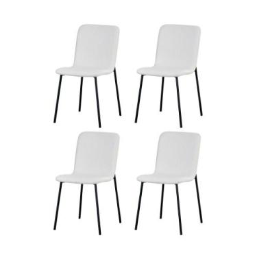 Imagem de Kit 4 Cadeiras Celeste Rivatti 43 cm (Largura) em Bouclé Off White e B