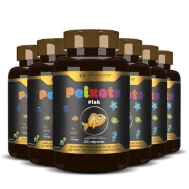 Imagem de 6x PEIXOTE OMEGA 3 KIDS MASTIGAVEL 120CAPS HF SUPLEMENTOS-Unissex