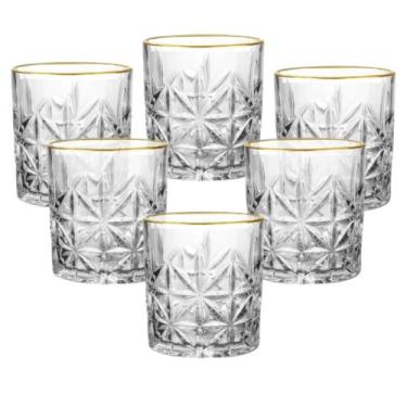 Imagem de Copo Bar Whisky Horse Gold 340ml 6 Unidades Borda Dourada - Climaco