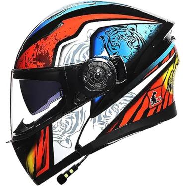 Imagem de Capacete Flip Up Front Bluetooth Capacete De Motocicleta Capacete Ti-collision Certificado Dot/Ece Com Viseira Solar Dupla D Fones De Ouvido Com Alto-falante Duplo Para Hom, I, M（54~56cm）