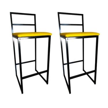 Imagem de Kit 2 Banqueta Alta Industrial área externa balcão cozinha Madri Assen