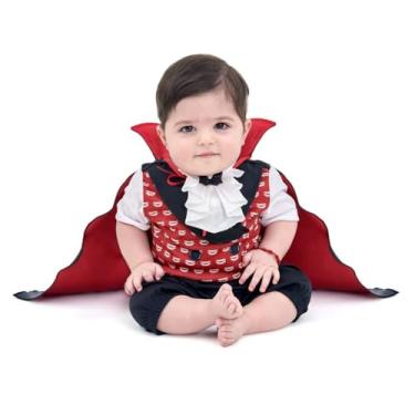 Imagem de Fantasia de Drácula Bebê Baby Infantil Festas Halloween Com Capa (P(0 A 2 MESES))