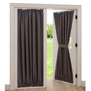 Imagem de Aquazolax Painéis de cortina de porta franceses com isolamento térmico – 137 x 182 cm, coberturas de porta de vidro blackout sólido para tratamentos de janela, cortinas de privacidade – 1 painel,
