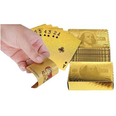 Imagem de Baralho Dourado Ouro Brilho Luxo Poker Truco Cartas Jogos