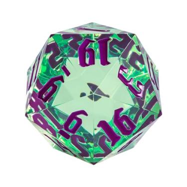 Imagem de Poludie 55mm 20 Sided DND Dice, Giant D20 D&D Polyhedral Dice Large D20 with Die Gift Box for Dungeons and Dragons, RPG Table Games (Transparent Green/Purple Numbers)