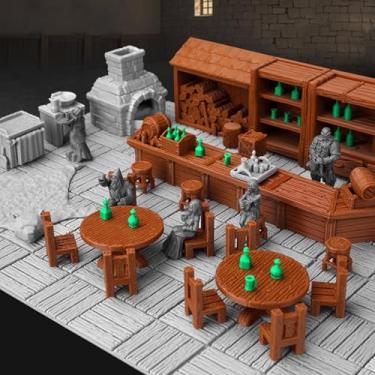 Imagem de AUSPDICE Conjunto De 74 Peças Móveis Para Bar E Taverna, Acessórios Detalhados Rpg Mesa, Em Miniatura Dungeons & Dragons, Mapas Campanhas Wargame, Af634A