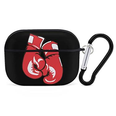 Imagem de Capa para luvas de boxe vermelhas compatível com AirPods Pro com chaveiro e capa de fone de ouvido fofa
