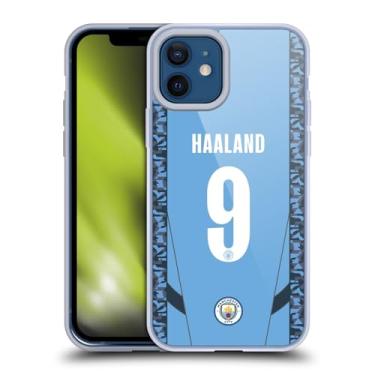 Imagem de Head Case Designs Capa de gel macia oficialmente licenciada pelo Manchester City Man City FC Erling Haaland 2024/25 Players Home Kit compatível com Apple iPhone 12 / iPhone 12 Pro
