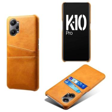 Imagem de Capas Compatível com OPPO K10 PRO,Caso de couro PU-Tampa de telefone a prova de choque com 2 slots de cartão,Proteção anti-impressão digital e anti-gota-Yellow