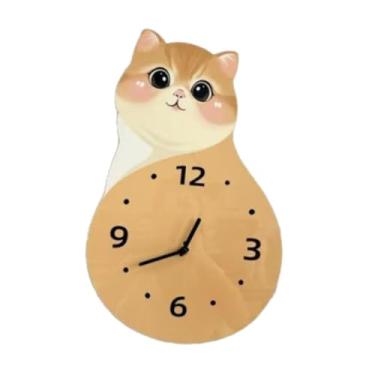 Imagem de Bothyi Relógio de parede de gato, arte de parede, ornamento, criativo, silencioso, simples, moderno, decoração de casa, relógio decorativo para sala de, Sem Cauda 40cmx26cm