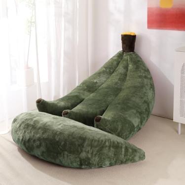 Imagem de IEVENW Cadeira de pufe banana com otomano, sofá-cama de chão com apoio para os pés, espreguiçadeira conversível confortável para adultos, sofá de pelúcia para quarto, sala de estar ou dormitório