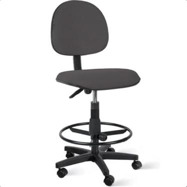 Imagem de Cadeira de Escritório Caixa Alta Executiva Cinza com Preto com Rodízios – Ergonômica com Aro de Aço Escritex