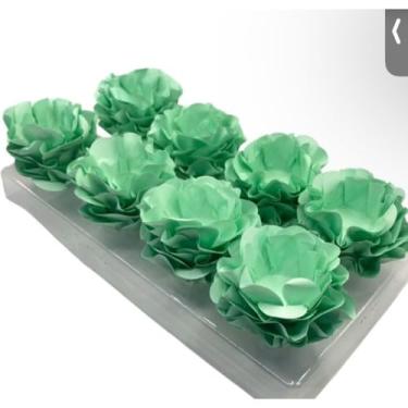Imagem de Kit Forminhas para Doces Finos Formato Flor Para Festa 40/80/120 Aniversário Batizado Casamento(VERDE AQUA,KIT 40 FORMINHAS)