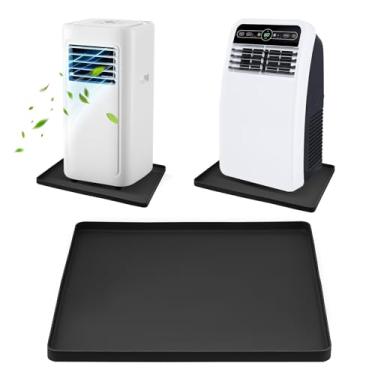 Imagem de Bandeja de gotejamento portátil AC, 50,8 cm x 40,6 cm, ar-condicionado portátil, evita vazamento de água e protege o chão e o tapete, tapete de silicone macio antiderrapante com borda elevada, para