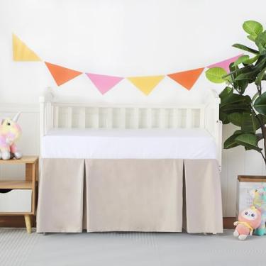 Imagem de Saia de berço com babados, 100% algodão egípcio, 400 fios, macia, respirável, para bebês, meninos e meninas, 137 cm x 71 cm com 35,5 cm, resistente ao desbotamento (sólido marfim)