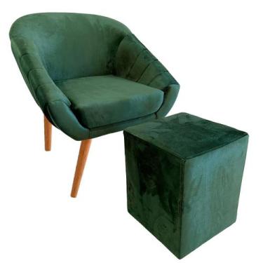 Imagem de Kit Poltrona Giovana Puff Quadrado e Almofadas em Sued Premium - Sua C