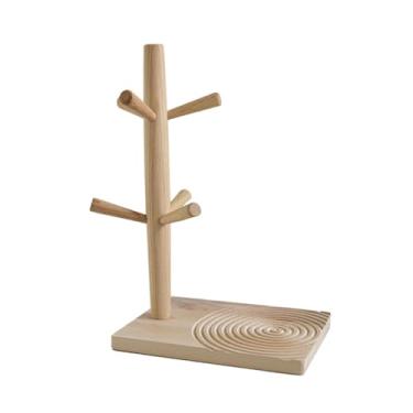 Imagem de Bothyi Organizador de Bandeja de Madeira para Chaves, Porta-chaves Rústico, Suporte para Canecas, Decoração em árvore, Caneca de Café, Bandeja Coletora para, Base de padrão redondo