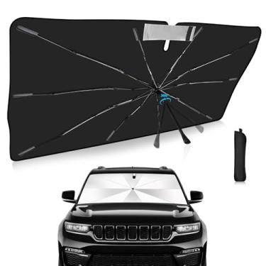 Imagem de Guarda-sol para para-brisa de atualização 2025, ajuste personalizado para Jeep Grand Cherokee WL/L 2022-2025, capa de carro com proteção UV dobrável, escudo de chuva de emergência e protetor de painel