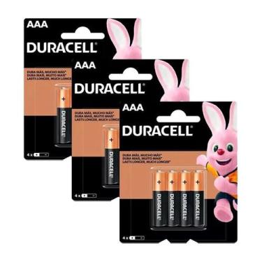 Imagem de KIT de 3 cartelas de Pilhas Duracell AAA Palito com 4 unidades
